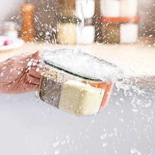 5-Section Transparent Spice Box – Multi-Compartment Kitchen Storage Container