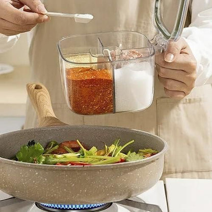 5-Section Transparent Spice Box – Multi-Compartment Kitchen Storage Container