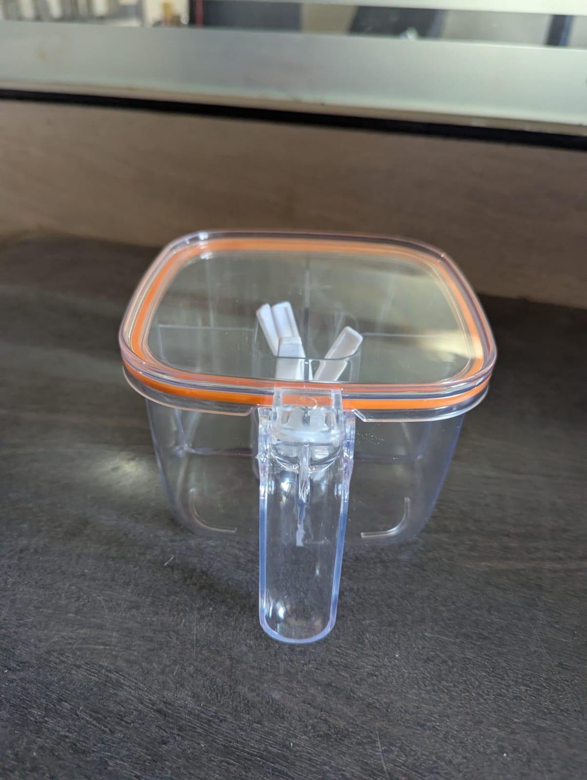 5-Section Transparent Spice Box – Multi-Compartment Kitchen Storage Container