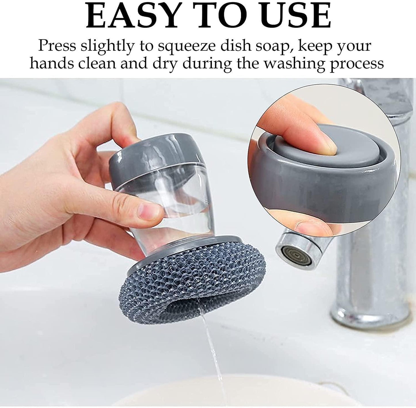 Kitchen Soap Dispensing Palm Brush (Pack of 2) – Easy Dish & Surface Cleaning